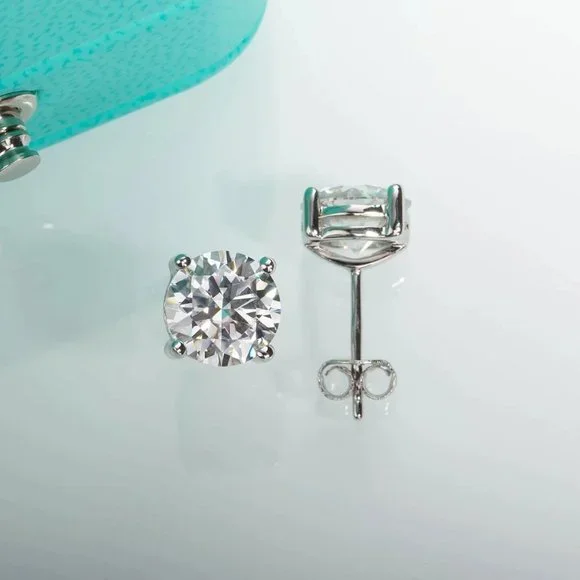 Certified 4ct. t.w. Moissanite Diamond Round Stud Earrings NEW A